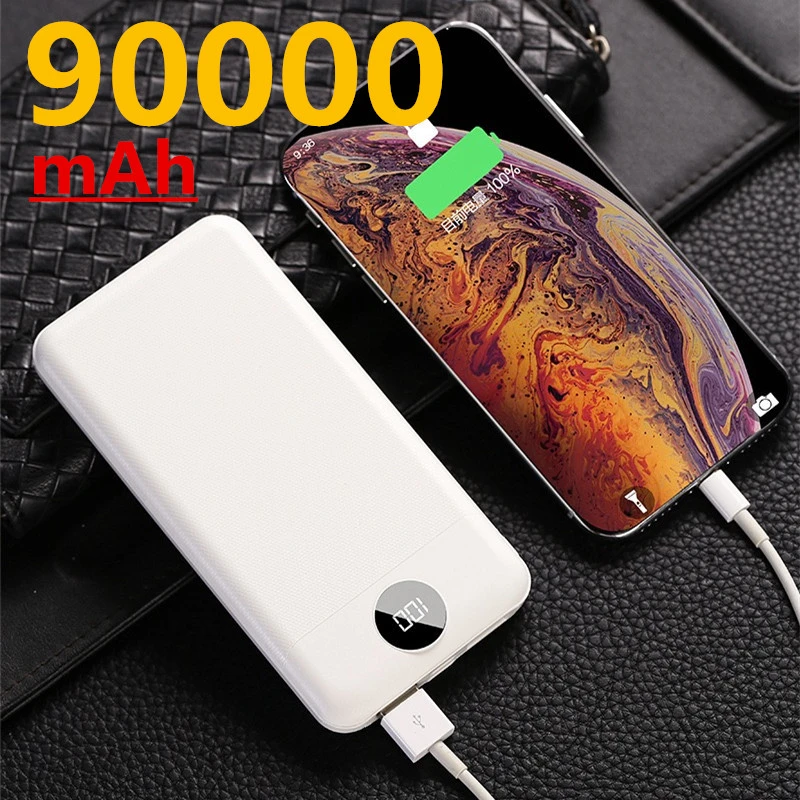 Power Bank 90000mAh Type C Micro USB C Power Bank LED Display Portable External Battery Charger For iPhone 12Pro Xiaomi Huawei portable charger