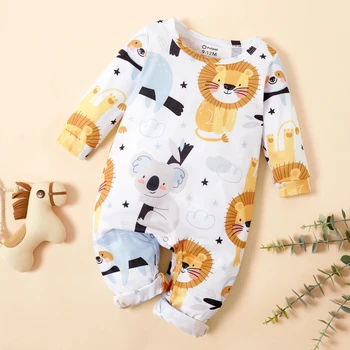 

PatPat 2020 New Spring and Summer Autumn Baby Lion and Koala Allover Jumpsuits for Baby Boy