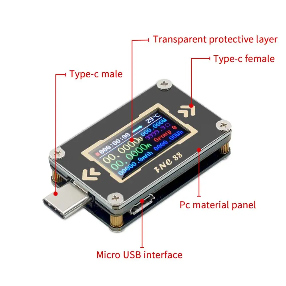 Goede FNC88 Type C Pd Trigger USB C Voltmeter Amperemeter Voltage 2 Manier Current Meter Multimeter Pd Charger Batterij Usb Tester