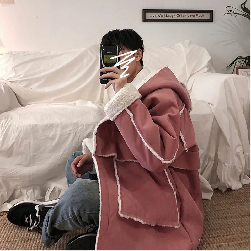 Lamb Wool Fleece Winter Nice Quality Jacket Men Thick Warm Parka Windproof Streetwear Hip Hop Student Clothes Korean Coat