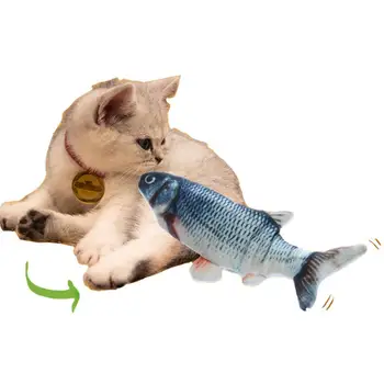 

3D Fish Shape Cat Toy Interactive Gifts Fish Catnip Toys Stuffed Pillow Doll Simulation Fish Playing Toy For Pet USB Charging