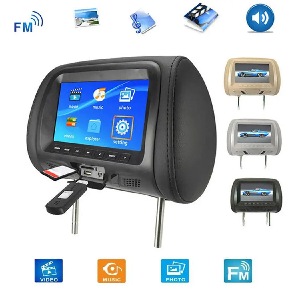 Car Headrest Monitor 7 Inch Seat Back Bluetooth LCD Display Remote Control MP5 Player Multimedia | Автомобили и мотоциклы