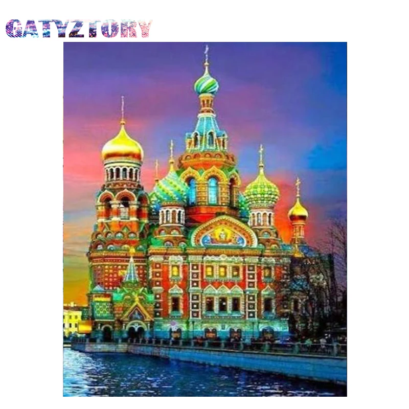 

GATYZTORY DIY Diamond Painting Cross Stitch Landscape palace Home Decor Full square Rhinestone Mosaic 5D Diamond Embroidery