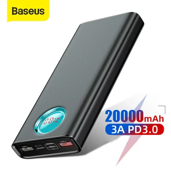 

Baseus Power Bank 20000mAh Quick Charge 3.0 PD Fast Charging Powerbank Portable External Battery Charger Poverbank For Xiaomi