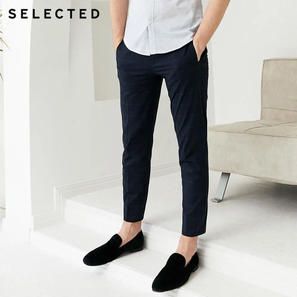 SELECTED Men's Slim Fit Cotton Casual Plaid Pants S|419214547 SELECTED Men's Slim Fit Cotton Casual Plaid Pants S|419214547
