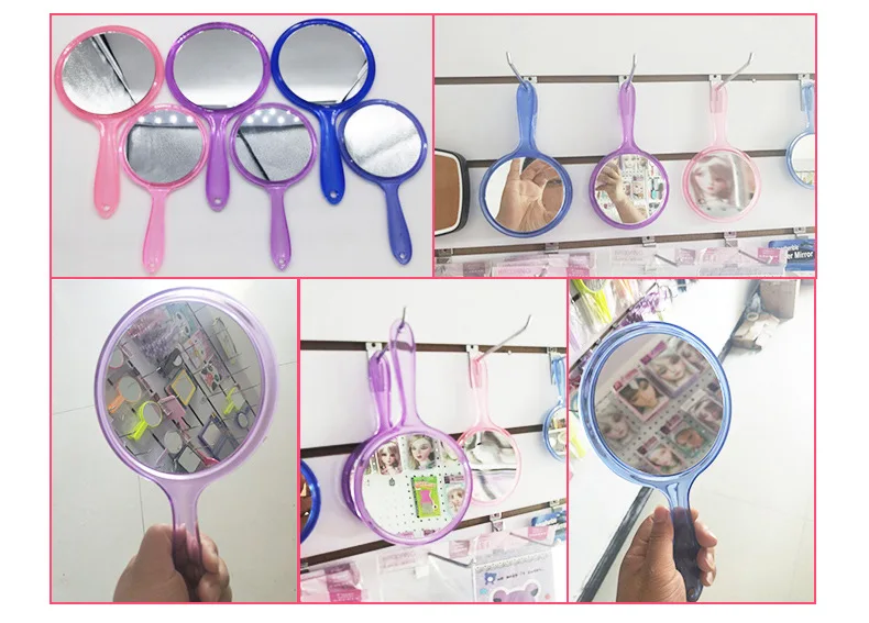 Plastic Handle Double Sided Mirror Side Flat Mirror Side Amplifier Mirror Promotional Advertising Mirror Double-sided Mirror