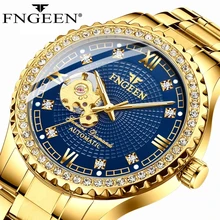 2021 ouro de aço inoxidável dos homens esqueleto relógios marca superior luxo transparente luminoso mecânico masculino relógio pulso automático