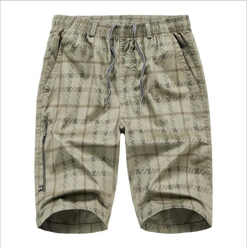 

Summer Shorts Elastic Waist Mens Plaid Shorts Classic Breeches Cotton Shorts