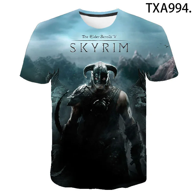 Новые 3D футболки SKYRIM с V-образным вырезом для пожилых людей мужчин и женщин