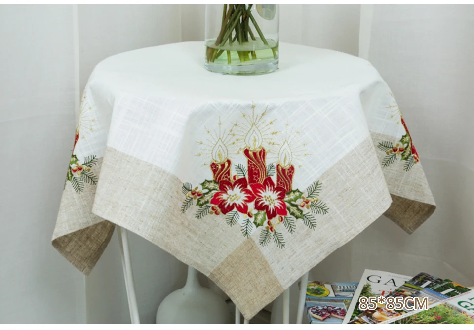 Description Picture 6 of itemChristmas Embroidered Placemat Table runner Square Rectangle Tablecloth Holiday Party Water-washable