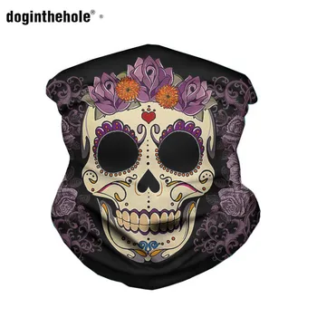

FORUDESIGNS Headwrap Helmet Liner Neck Gaiter Scarf for Women Men 3D Sugar Skull Rose Pattern Breathable Dustproof Bandana Tube