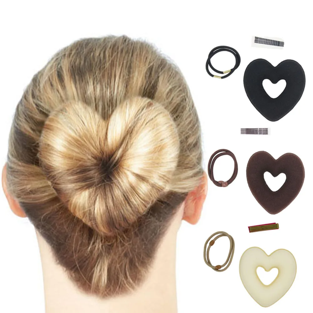Furling Girl Love Heart Shape Hair Bun Maker Disk Hair Styling tools