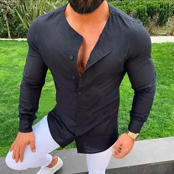 

Casual Men's Shirts Solid Long Sleeve Turndown Slim Fit Bodycon Daily Street Wear Soft Shirts 2020 New Fashion