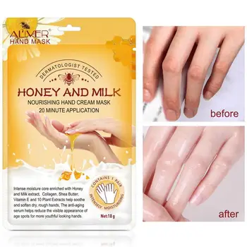 

Honey Milk Hand Mask Anti-drying anti-aging Gloves Reduces Age Spots Moisturizing Soft Reduce Fine Lines Hand Skin Care