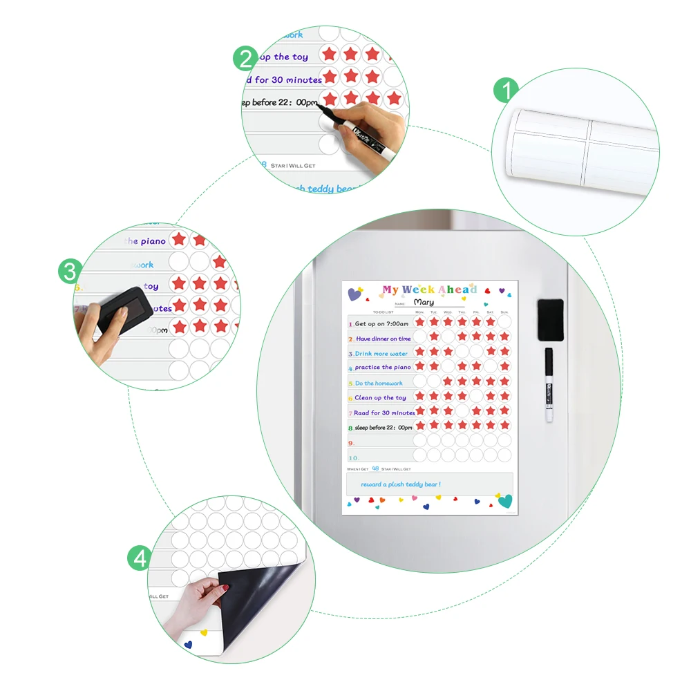Белая доска еженедельник Магнит на Холодильник Магнитная Таблица наград