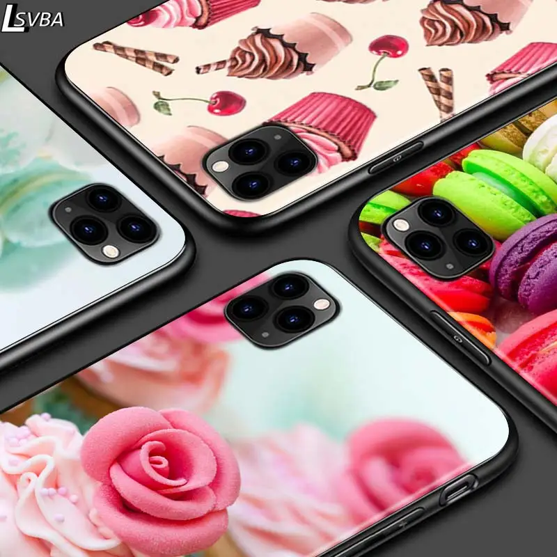 Десертный торт для мороженого iPhone 12 Pro Max Mini 11 XS X XR 6S 6 7 8 Plus 5S яркий черный чехол