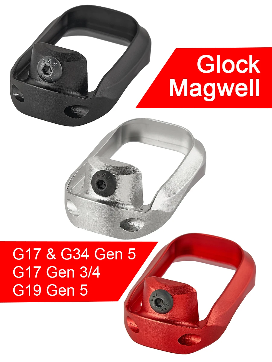 Tactical Aluminum Magwell PRO Compact for Glock 17 19 34 Gen 3 4 5Magazine Base Pad Pistol Shooting Accessories | Спорт и