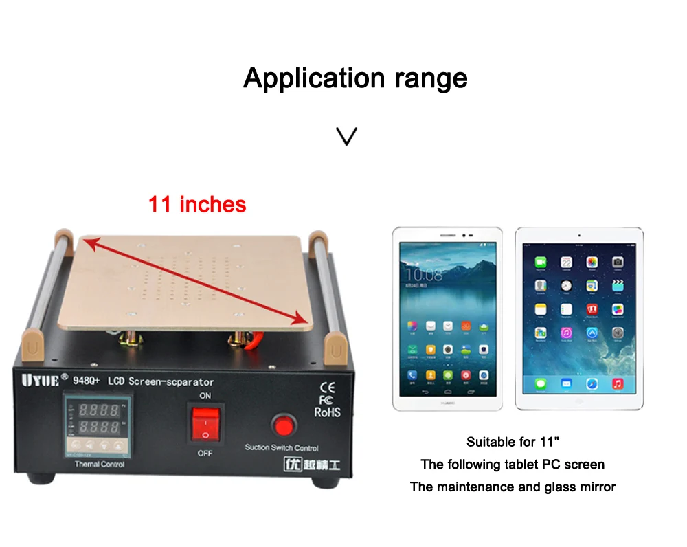 UYUE 948Q+ Max 11 дюймов Встроенный вакуумный телефон ЖК-экран сепаратор машина стекло сенсорный экран Восстановленный Ремонт для iphone