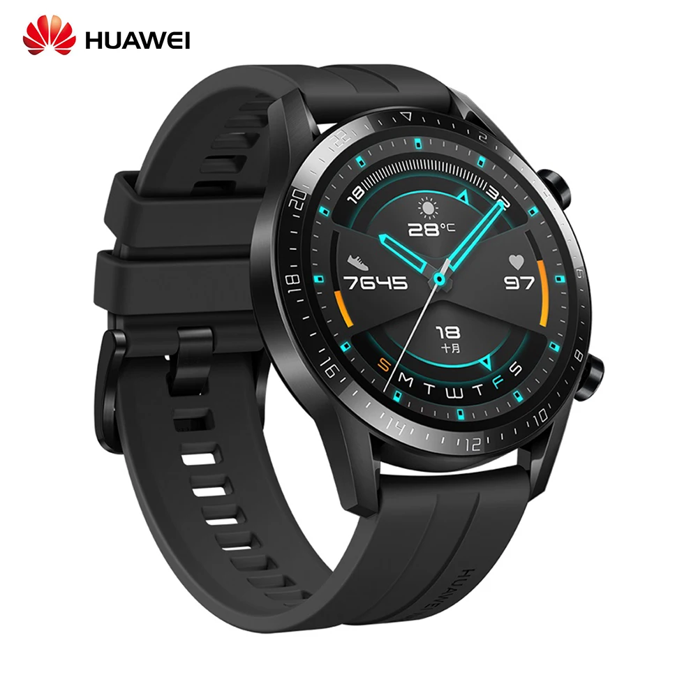 HUAWEI WATCH GT 2 Смарт-часы BT5.1 5ATM водонепроницаемые спортивные умные часы 14 дней в режиме ожидания фитнес-трекер для Android/iOS - Цвет: Black 1 46mm