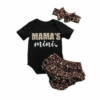 

Pudcoco USPS Fast Shipping 0-24M Summer Newborn Baby Girl Leopard Outfit Clothes Romper Ruffle Shorts Headband