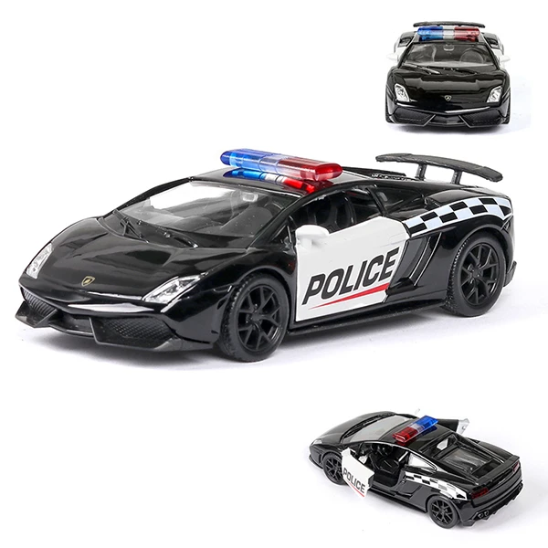 1/36 Diecast Alloy Police Car Models Challenger 2 Doors Opened With Pull Back Function Metal Sports Cars Model For Children Toys 11