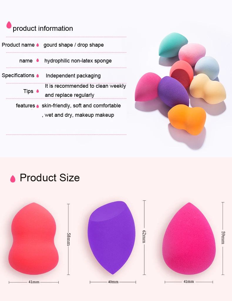 Gourd shape puff beauty egg drop shape puff makeup egg makeup egg cushion sponge egg puff boxed 6