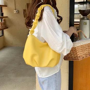 

Soft pu leather bags female 2020 new shoulder bag fashion fold handbag