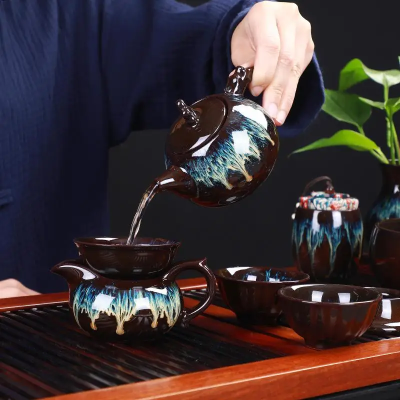 Китайский чайный набор кунг фу керамический глазурь чайник Gaiwan фарфоровый