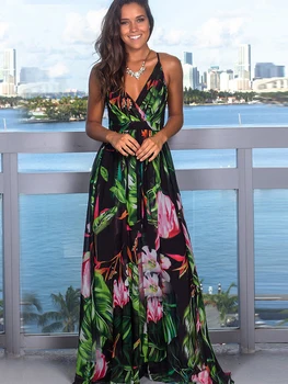 

Beach Dress Tropical Print Swim Wear Criss Cross Cover Up Beach Woman Tunic Long Bathing Suit Cover Ups Beach Wear Honeymoon