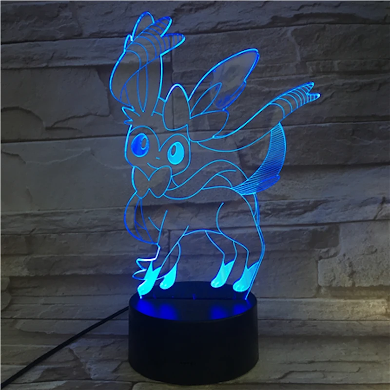 Pokemon Go Sylveon рисунок детский Ночной светильник светодиодный сенсорный датчик батарея ночной Светильник праздничный подарок атмосфера Usb 3d лампа Eevee family