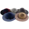 Fashion Elegant Sweet Women Beret Warm Winter Autumn Hat Lovely Ladies Party Hats Cap with 15 cm Real Fur Pompom Female Gift 4