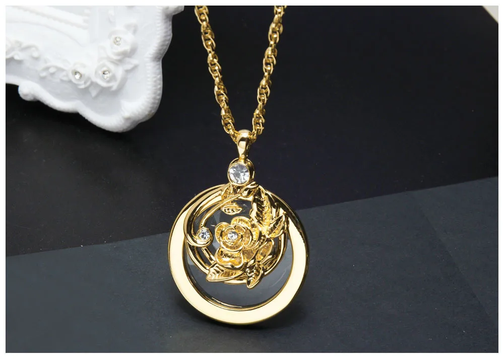 Waliicorners Women Trendy Crystal Flower Pendant Long Chain Necklace Parents Mother Rhodium Gold Color Collier Bijoux P-012 7 reading glass pendant 03