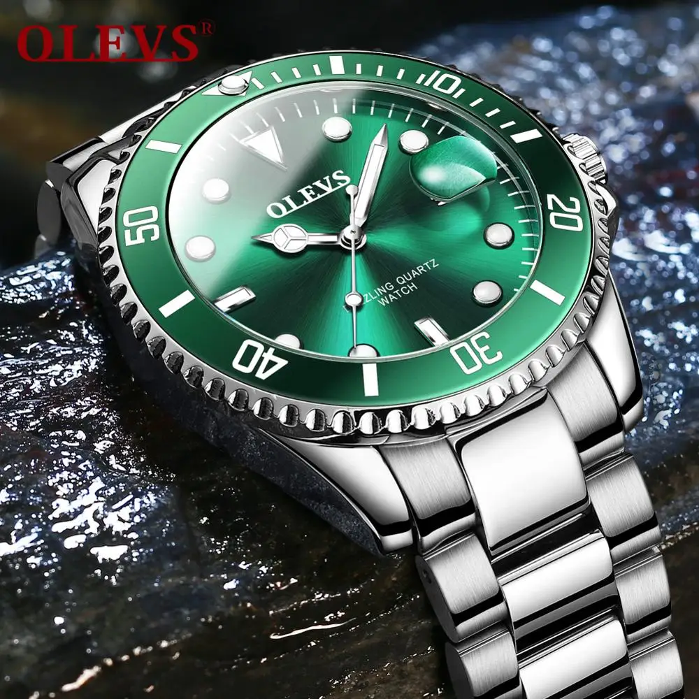 

Wholesale OLE VS brand watch, dial can be rotated, luminous, calendar function, water ghost quartz watch waterproof men's watch