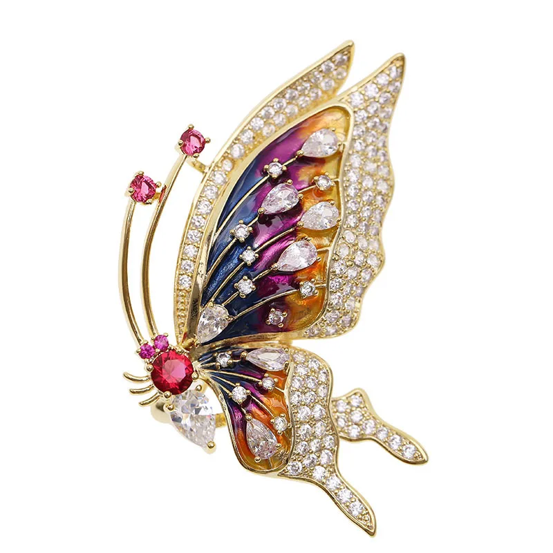 

2018 New Style Brooch Oil Drop Coloured Drawing Butterfly Fashion Brooch Simple Zircon Corsage Women's Animal Brooch Accessories