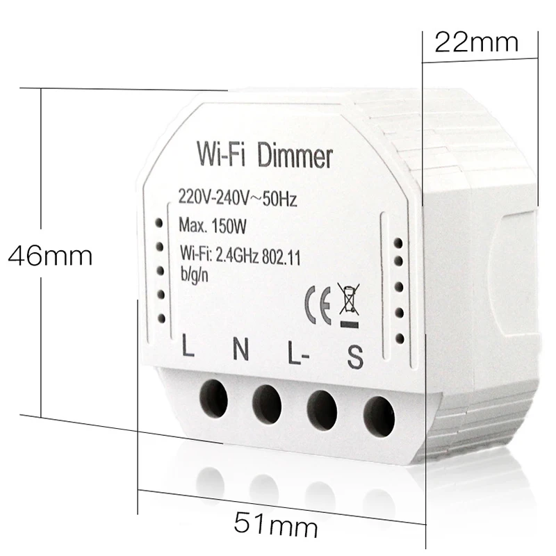 2 Way Wifi Smart Light LED Dimmer Switch Diy Breaker Module Smart Life/Tuya APP Remote Control,Works with Alexa Echo Google Home