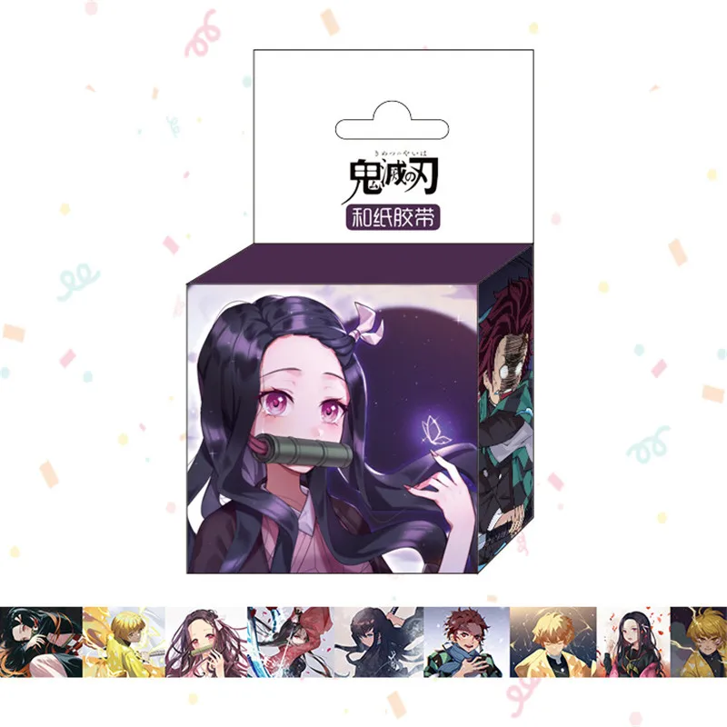 

30 boxes/lot Demon Slayer Kimetsu no Yaiba Tape Anime Kamado Tanjirou Nezuko Washi Tapes Paper Hand account sticker 15mm x 5m