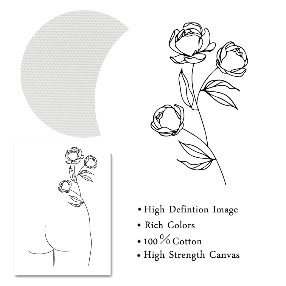 Hand Line Drawing Wall Art Abstract Poster Women Body Canvas Painting Flower Minimalist Print Nordic Picture Living Room Decor Aliexpress
