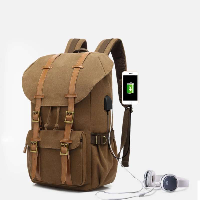 

Mochila Feminina School Canvas Backpack Outdoor Multifunctional Usb Male Custom Large Capacity Knapsack Restoring Ancient Ways