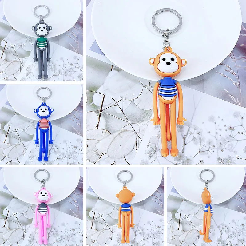 

New creative PVC cartoon long-legged monkey key ring pendant girl bag car key ornaments children birthday gift