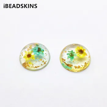 

New arrival! 25x10mm 50pcs Resin built-in Flower Flat bottom beads for Jewelry Earrings DIY parts,Jewelry Findings & Components