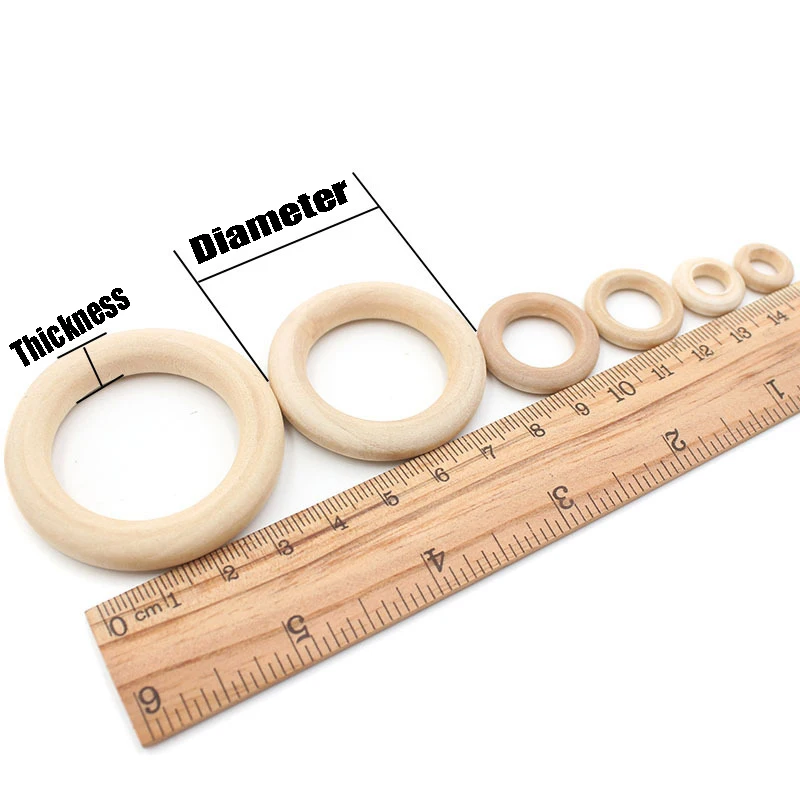 Description Picture 5 of item15-100MM Natural Wood Circle DIY Crafts For Jewelry Making Baby Teething Wooden Ring Kids Toy Ornaments Jewel MakingAccessories