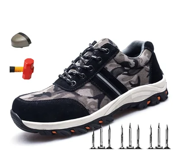 

Men's Breathable Work Safety Shoes Men Outdoor Anti-slip Steel Puncture Proof Construction Safety Boots Shoes Steel Toe Cap