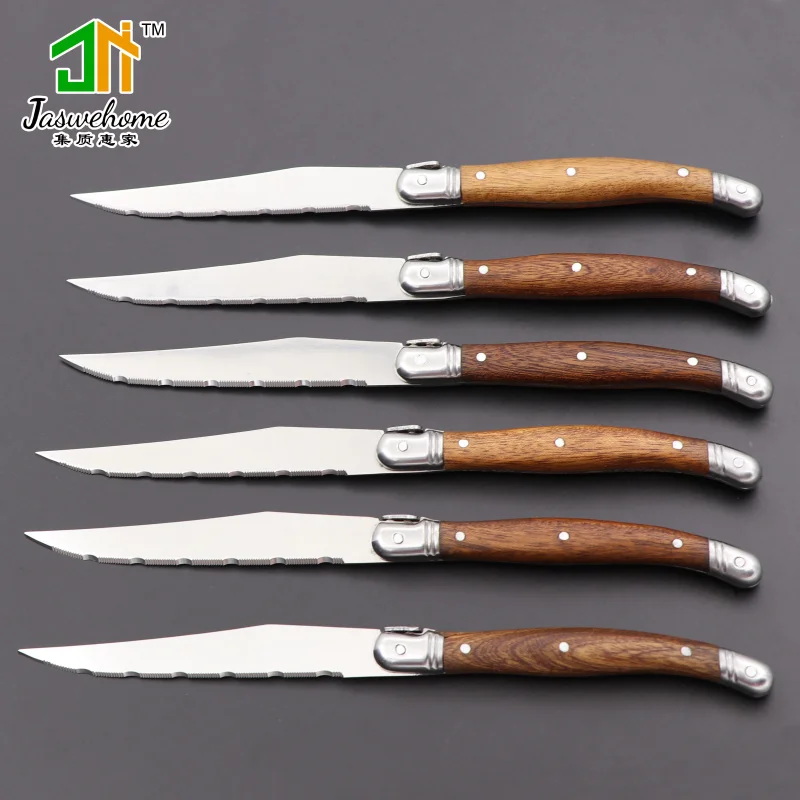 Jaswehome 4/6/8/12pcs Steak Knives Set Titanium Gold Plating Sharp Knives  Food Grade Dinnerware Sets Black Golden Dinner Knife