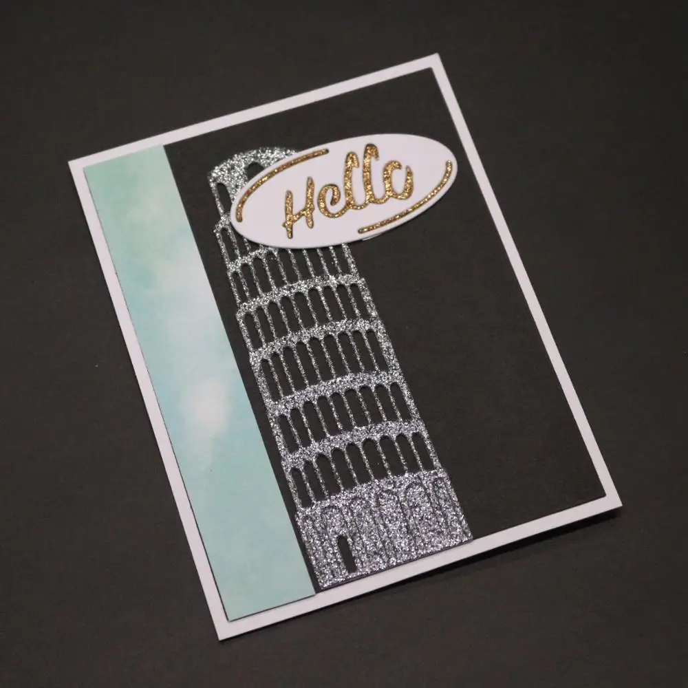 

Leaning Tower of Pisa cutting mold DIY scrapbook album decoration supplies clear stamp mold paper card