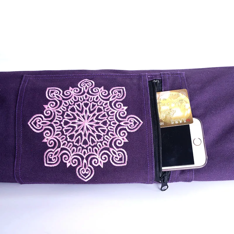 Durable canvas cotton yoga mat tote bag easy loading