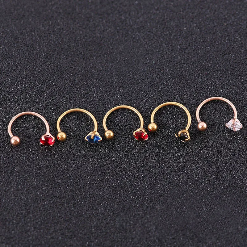 l Zircon Ear Nail C Type Ear Bone European American Simple Stainless Stee Nail Titanium Steel Nose Human Body Piercing Earrings