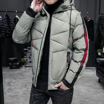 

2020 New Style Casual Hooded Men Coats Fashion Cotton Padded Mens Parkas Winter Warm Slim Male Jacket Thick Wadded Coat Outwear