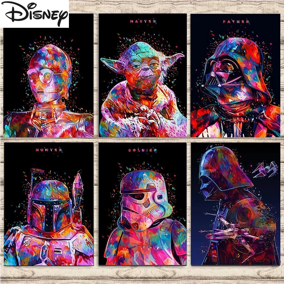 Diamond Painting Diamond Painting Accessories Star Wars Diamond Painting Watercolor Wall Art 5D Diamond Embroidery Mosaic Cross Stitch Kits Movie Characters Home Decor Gift