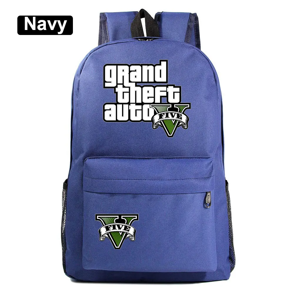 Модная популярная игра GTA5 Grand Theft Auto V мальчик девочка книжный школьный рюкзак женская сумка пакет школьная сумка для подростков мужской студенческий рюкзак - Цвет: 24