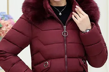 Длинный хлопковый костюм со большие шерстяные мех енота меховой воротник зима и осень Новая мода для мужчин и женщин среднего возраста